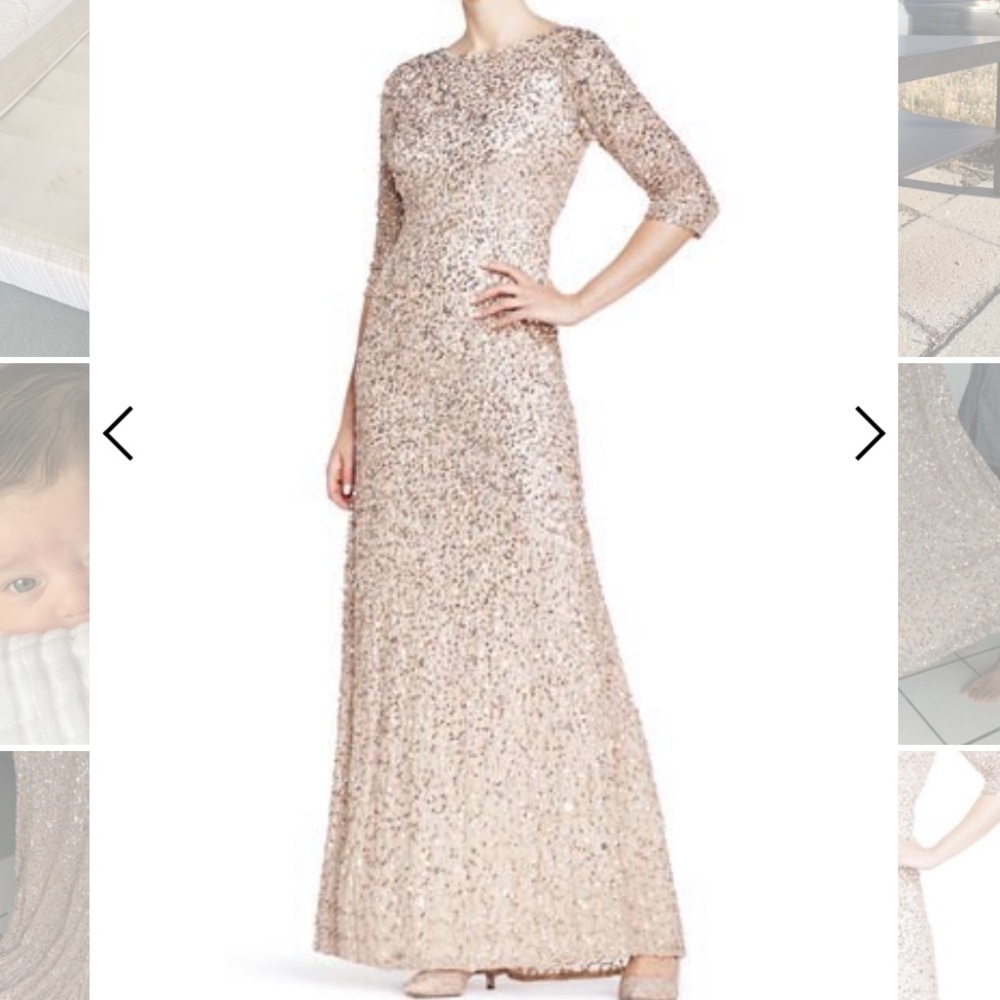 Adrianna Papell Scoop Back Sequin Gown